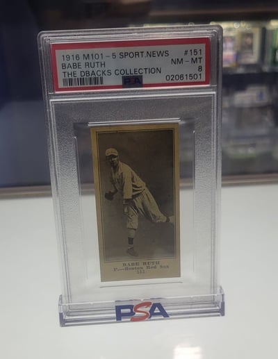 1916 M101 Babe Ruth Rookie Card PSA 8