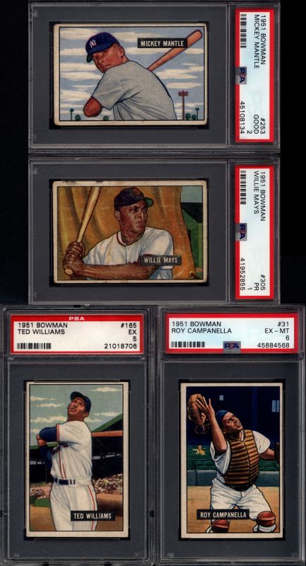1951 Bowman Baseball Set Break with PSA Graded Mickey Mantle Rookie