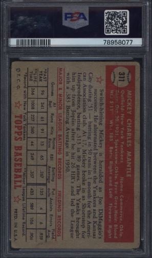 1952 Topps Mantle Back