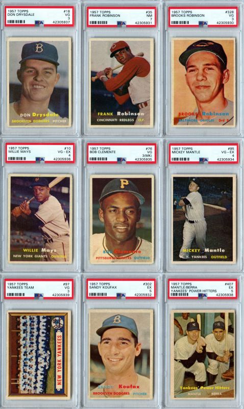 1957 Topps Baseball Set Break Including Mickey Mantle Available