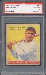 1933 Goudey Babe Ruth Foursome