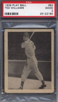 1939 Play Ball #92 Ted Williams PSA 2