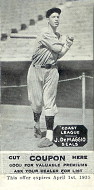 1933-1936 Zeenut Joe DiMaggio PCL Cards