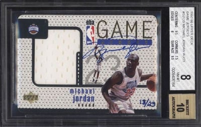 Michael Jordan Rookie Card 1986-87 Fleer Stickers #8 BGS 8 (8.5 9 8 8)