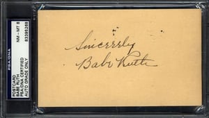 Babe Ruth PSA 8 Autographed Postcard