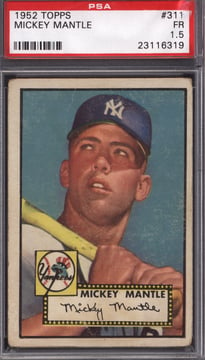 1952 Topps #311 Mickey Mantle Rookie HOF Yankees PSA 1.5