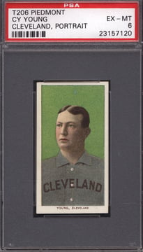 T206 Cy Young Portrait Cleveland PSA 6 Piedmont Back Well Centered