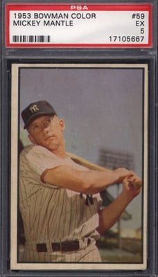 1953 Bowman Color Mickey Mantle