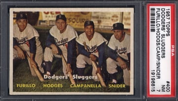 1957 Topps Dodgers Sluggers w/ Snider Hodges Campanella