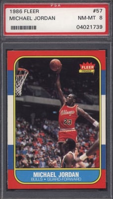 1986 Fleer #57 Michael Jordan PSA 8 Graded Rookie Card