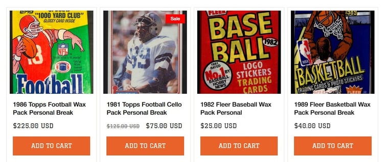 Shop All Card Breaks on the Just Collect LIVE Site