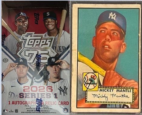 Topps Inserting 1952 Topps Mickey Mantle Rookie in 2026 Series 1 Cards