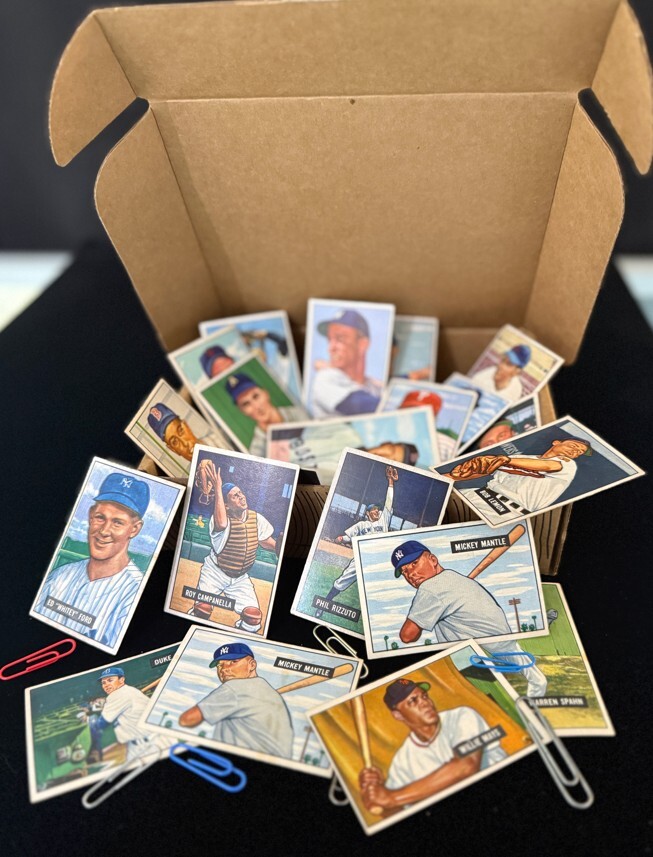 Multiple Mickey Mantle Rookie Cards in Collection Stored in Brown Box