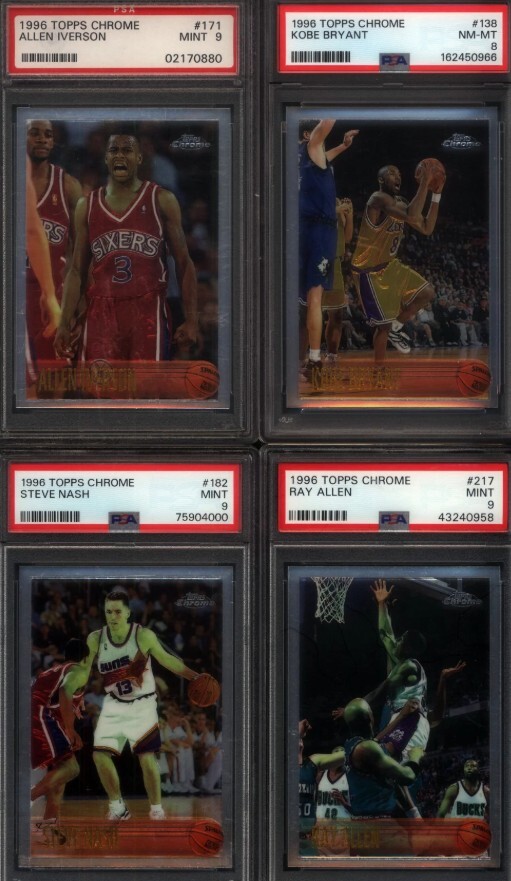 1996 Topps Chrome Basketball Set Break with Kobe Rookie Card Available