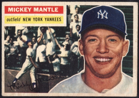 1952 Topps Baseball Card Poster Mickey Mantle Eddie Mathews 