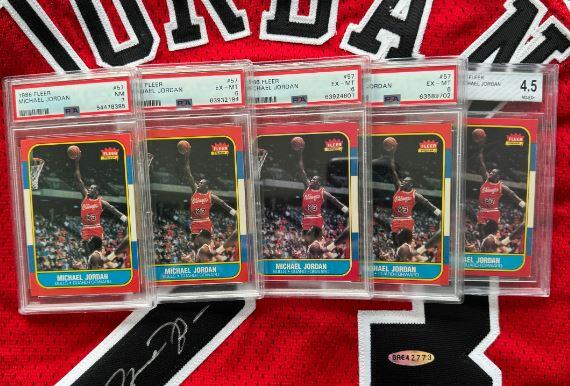 graded michael jordan cards Michael Jordan $840,000 Rookie Basketball Card Wall Art – SportsCardsEDGE main image 0